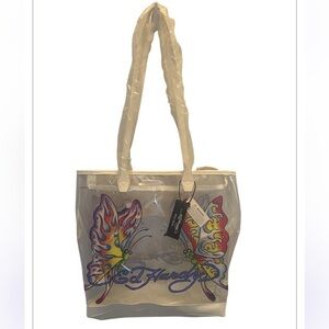 NWT Ed Hardy Large Tote Clear PVC Bag with Butterfly and zipper